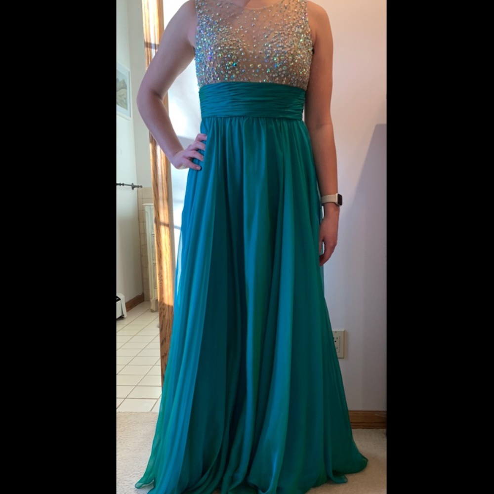 Milano formal/prom dress - beautiful illusion skirt- gorgeous beaded top